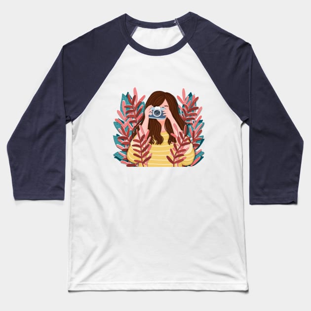 girl with camera photography Baseball T-Shirt by supernovart